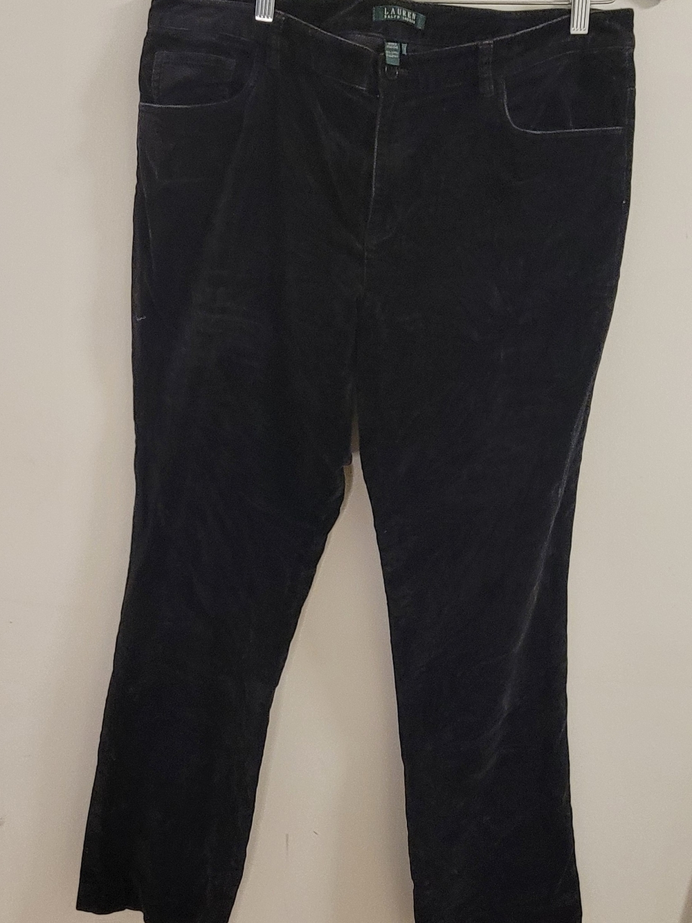 Lauren Ralph Lauren Black Velvet Straight Leg Trousers Size 16
